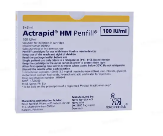 Actrapid Penfill 100Iu Injection 3.0 Ml